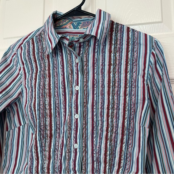 Robert Graham Mens Stripe Flip Cuff Long Sleeve Button Down Shirt Size S - Picture 3 of 9